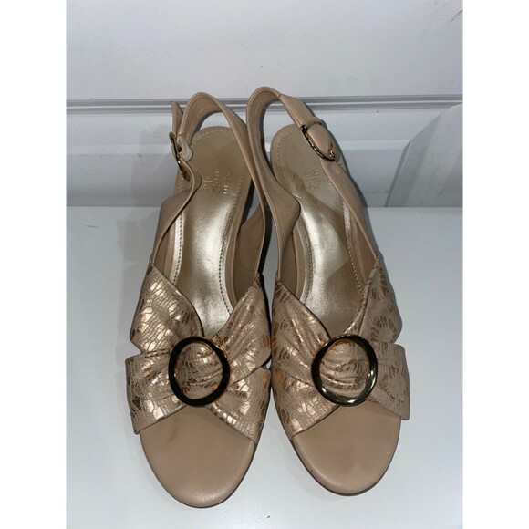 Alex Marie Women's Gold Genuine Leather Dress Sandals size 6.5 made in Brazil - Picture 3 of 8